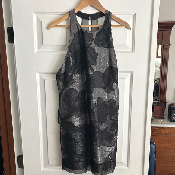 BCBGMaxAzria Black and Silver Floral Dress - Picture 1 of 3